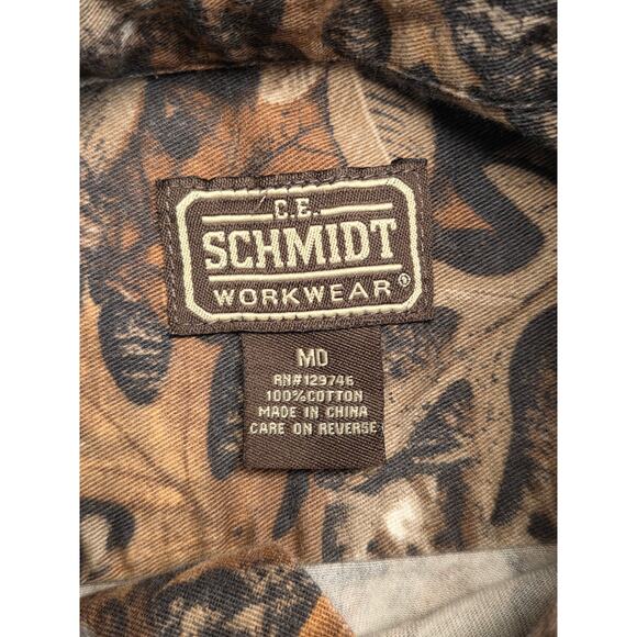 C E Schmidt Workwear Mens Shirt Brown Forest Camo Med Canvas Long Sleeve Button - Picture 3 of 7